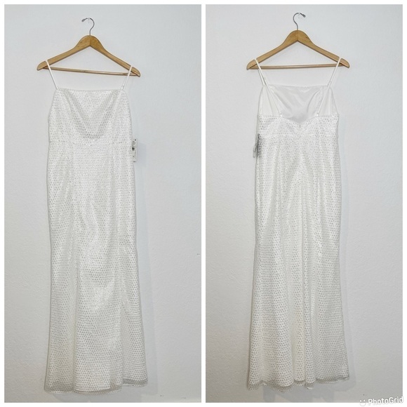 Aidan Mattox Sequined Maxi Ivory Evening Dress - Picture 2 of 10